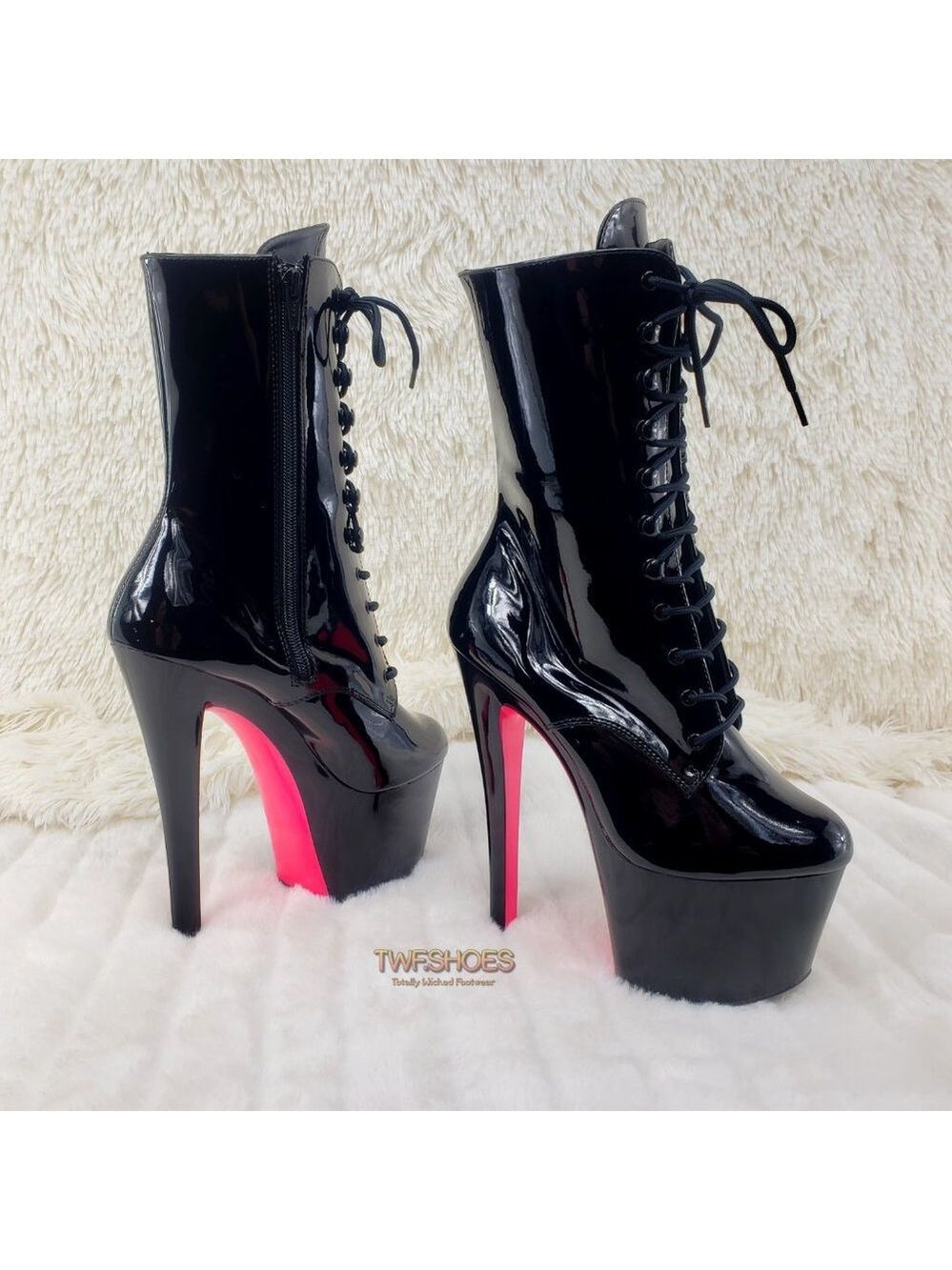 Sky 1020TT Black Patent High Heel Ankle Boots - Picture 8 of 14
